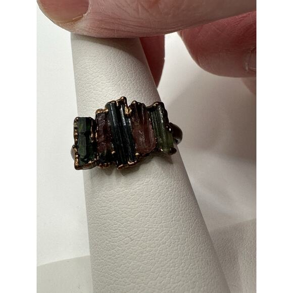 Unbranded Jewelry - Copper Ring With Tourmaline Stones Size 6.25